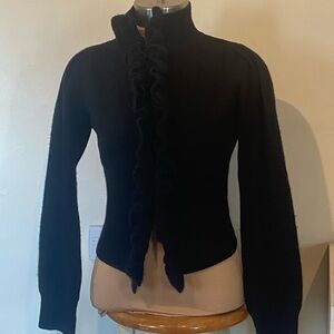 Elegant Black Ruffled Women's Sweater